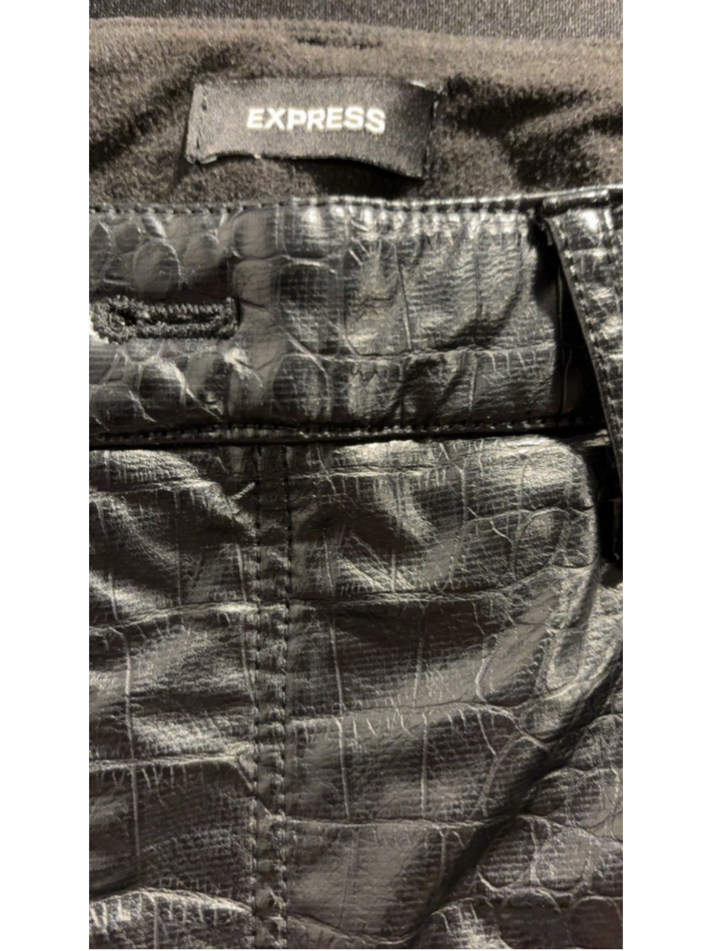 Express Black Faux-Croc Vegan Leather Modern Straight Super High-Rise Pants